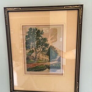 Framed Landscape Art Print Vintage 1950s